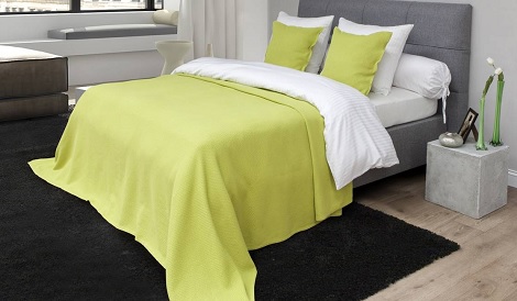 Sprei katoen 260x270 cm. HNL  lime-groen,Marseille